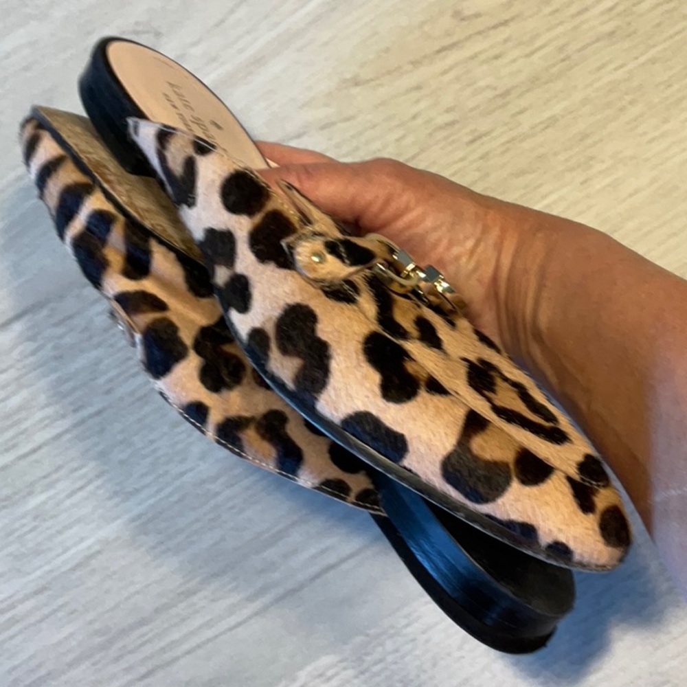 Kate Spade Cece Too Calf Hair Leopard Print Mules Brown Black - Size 7 Medium - Picture 7 of 16